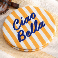 Adorable Compact Mirror { Ciao Bella } yellow stripe