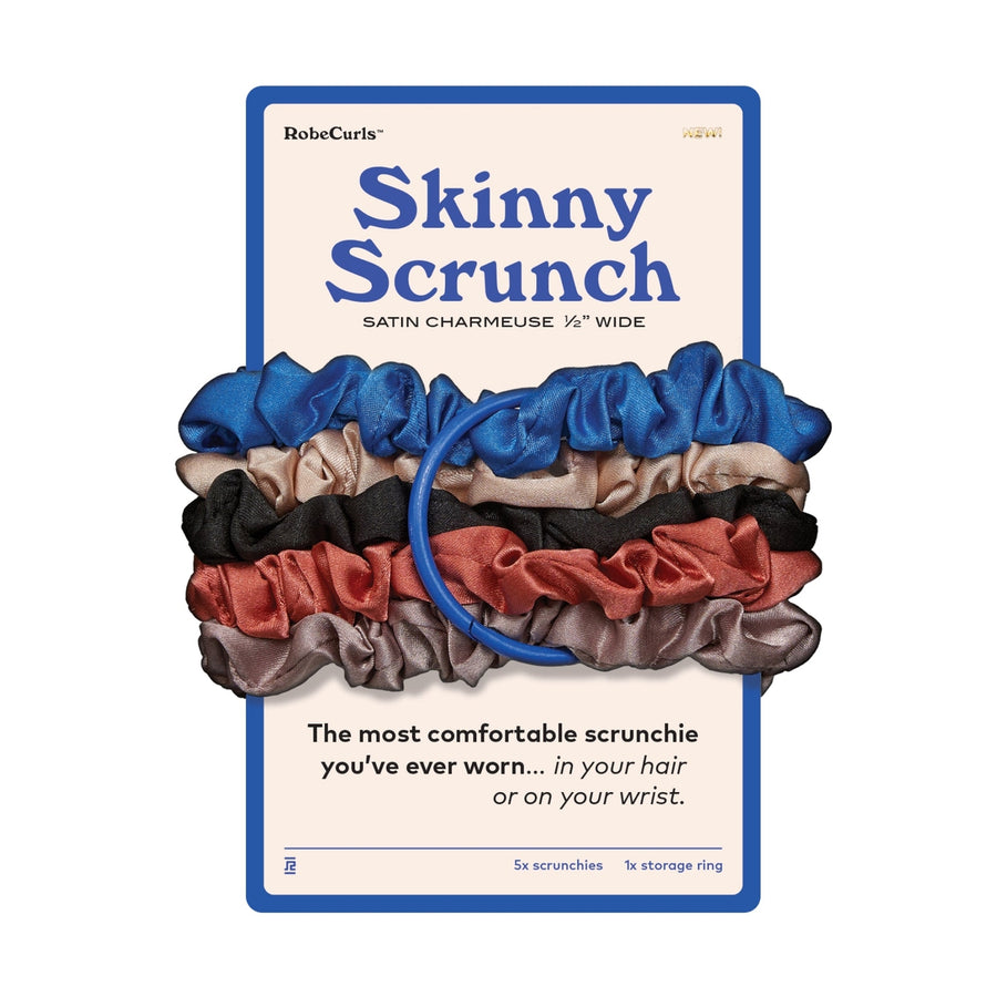 RobeCurls Satin Skinny Scrunchie 5 Pack