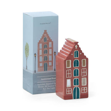 Paddywax Ceramic Red Amsterdam House Incense & Tea Light Holder