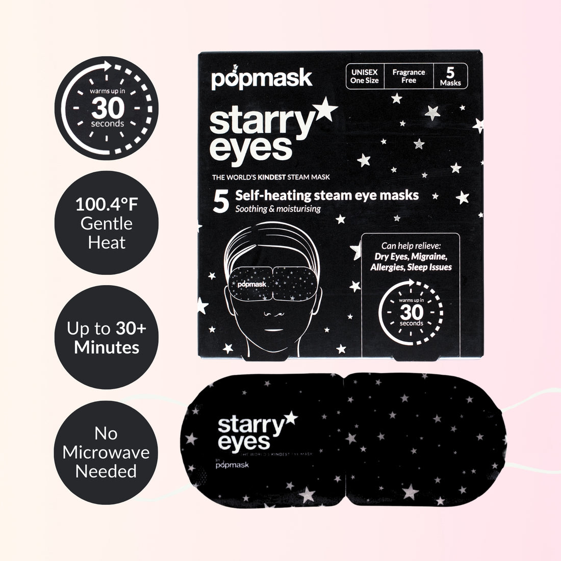 Popmask Self-Warming Eye Mask { Starry Eyes Fragrance-Free }