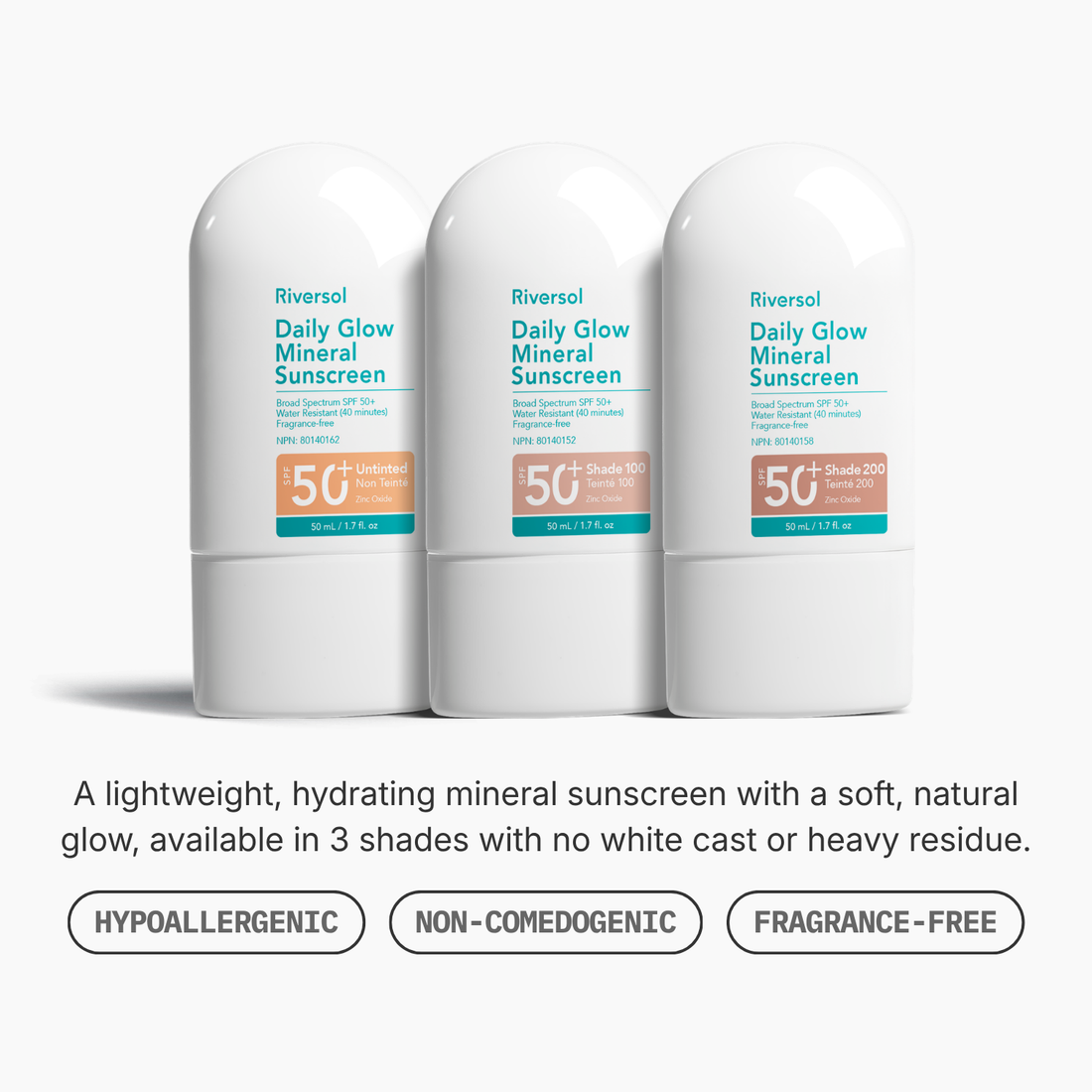 Riversol SPF 50+ Daily Glow Mineral Sunscreen (50ml)