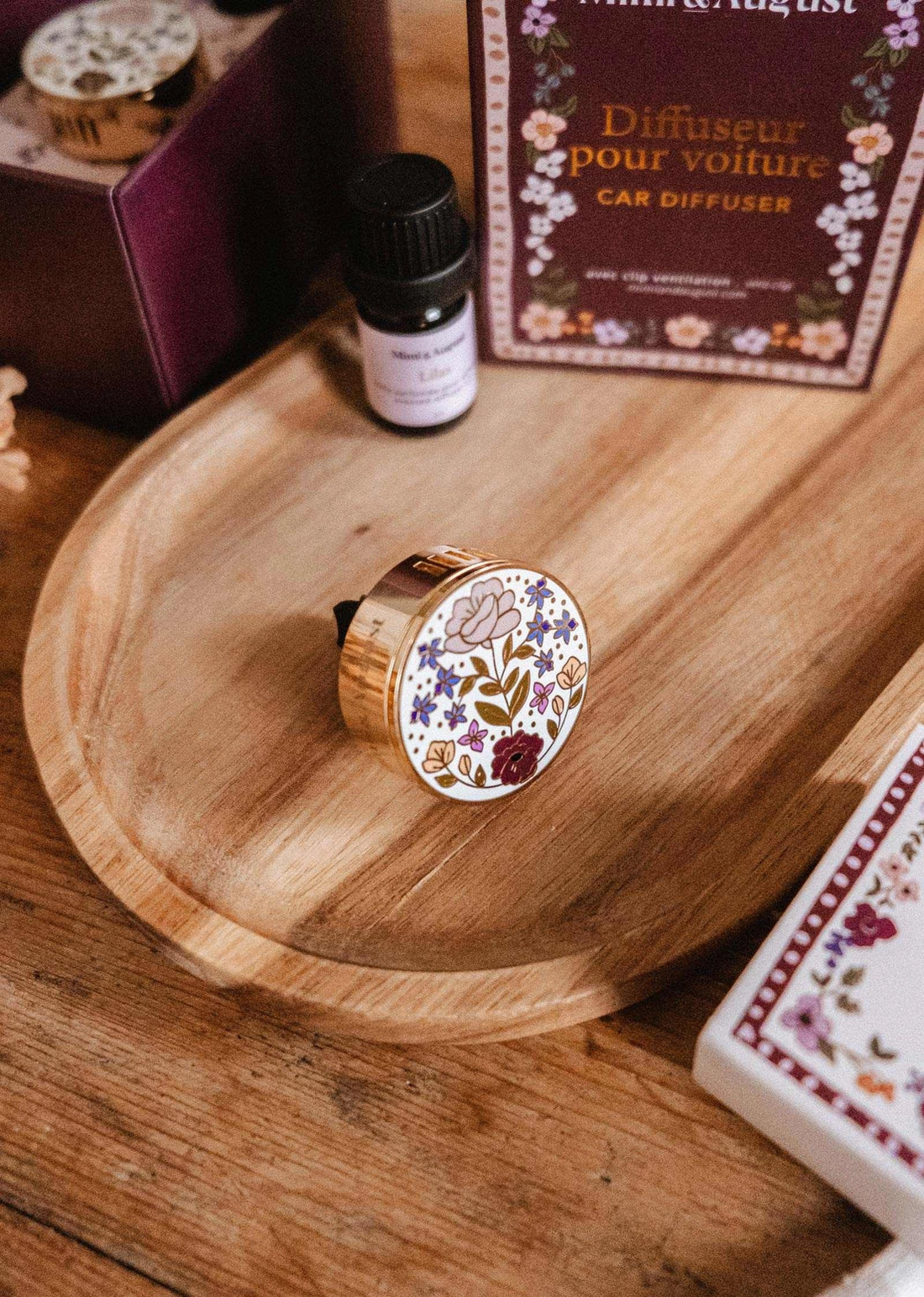 Mimi & August Car Diffuser | Gold Enamel | Signature Floral Design