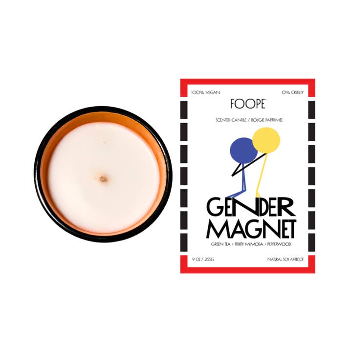 FOOPE Graphic Small Batch Apricot Soy Wax Candle: Gender Magnet {60hr}