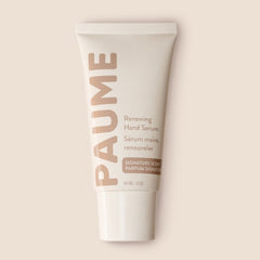PAUME hand serum tube on a beige background