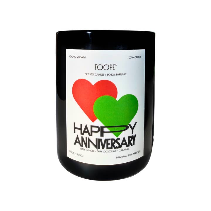 FOOPE Graphic Small Batch Apricot Soy Wax Candle: Happy Anniversary {60hr}