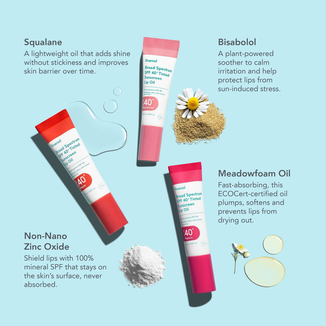 Riversol SPF 40+ Broad Spectrum Tinted Sunscreen Lip Oil