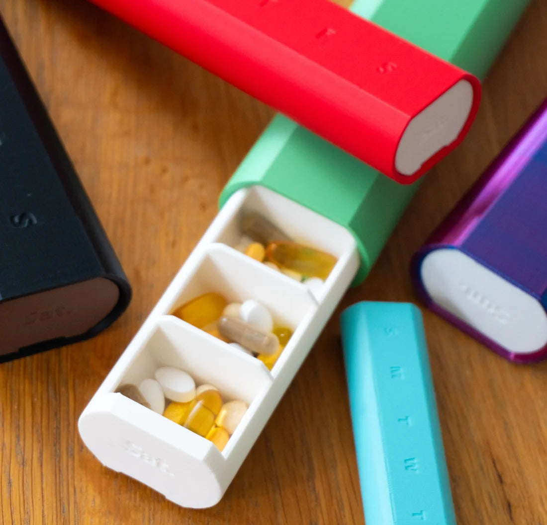Topoco Art Secure + Pretty 7 Day Pill Organizer Case | 7.7" Large | Yellow
