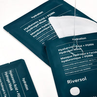 Hyaluronic Acid + PDRN Hydrogel Mask packaging with visible branding on a light gray background