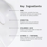 List of key ingredients for riversol hydrogel PDRN sheet mask with descriptions on a white background