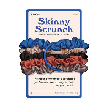 RobeCurls Satin Skinny Scrunchie 5 Pack