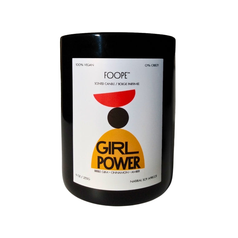 FOOPE Graphic Small Batch Apricot Soy Wax Candle: Girl Power {60hr}