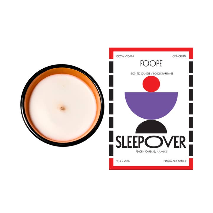 FOOPE Graphic Small Batch Apricot Soy Wax Candle: Sleepover {60hr}