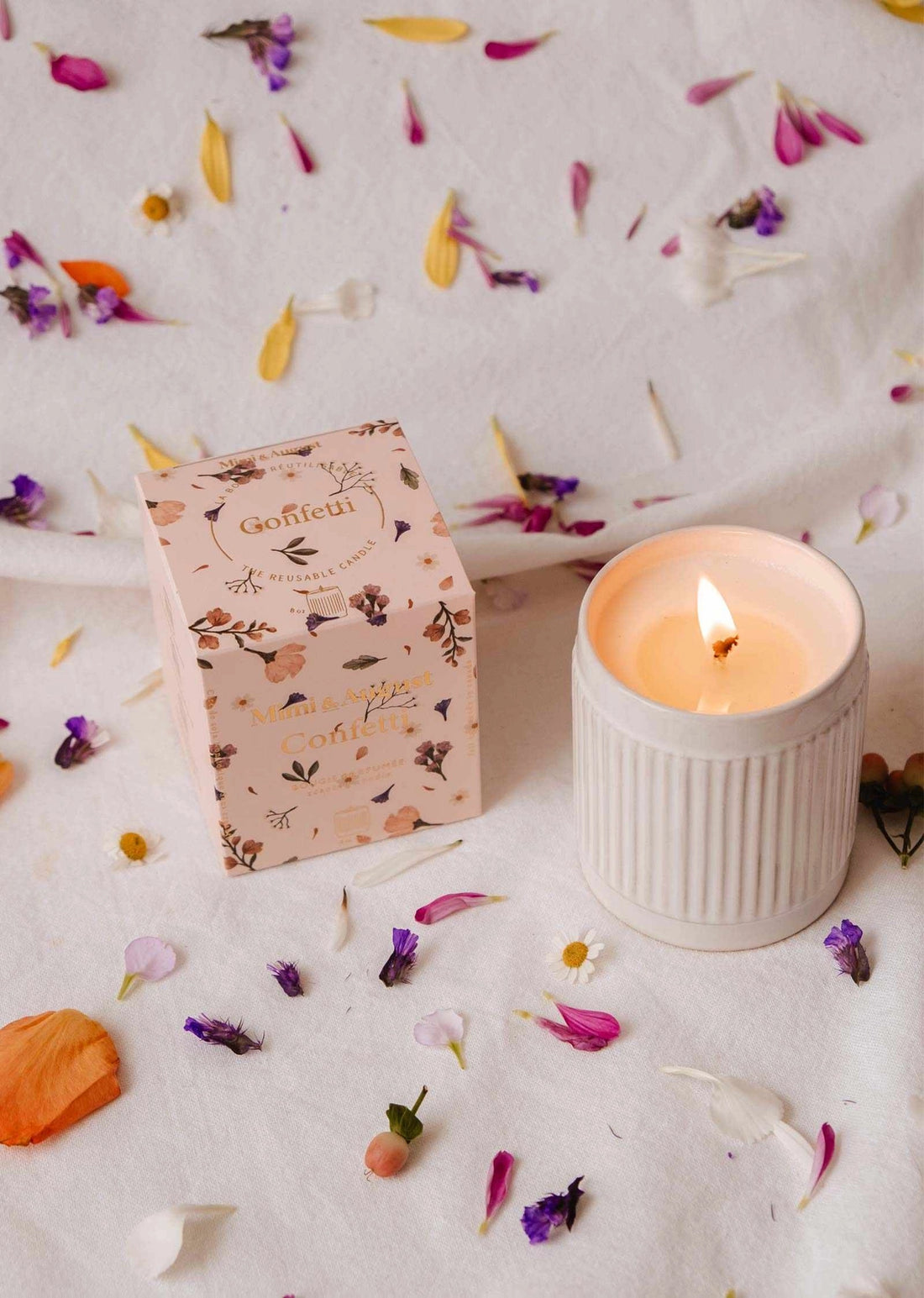 Mimi & August Eco Soy Wax Candle {50hr} in Reusable Ceramic Jar: Confetti