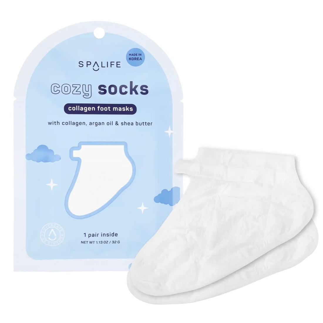SpaLife Foot Mask COZY SOCKS | Collagen, Argan Oil + Shea Butter
