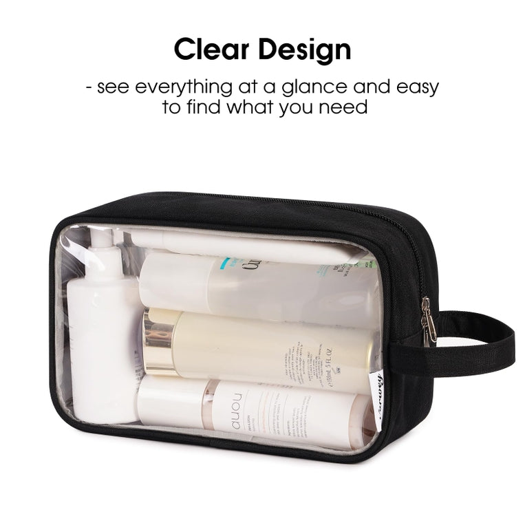 Wandf Zipped Travel Toilery Makeup Dopp Kit Clear