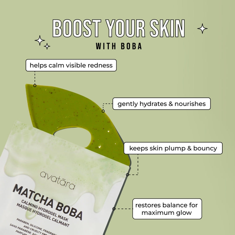 Avatara Boba Hydrogel Mask | Calming Matcha