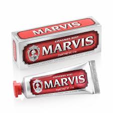 Marvis toothpaste tube and packaging on a white background