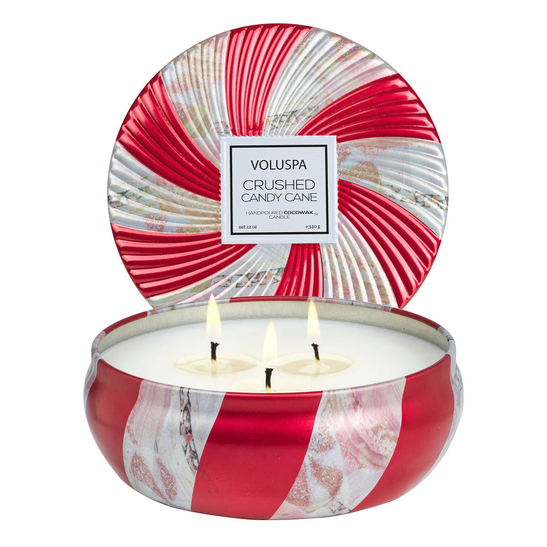 Crushed Candy Cane 3 Wick Candle in Decorative Tin 40hr