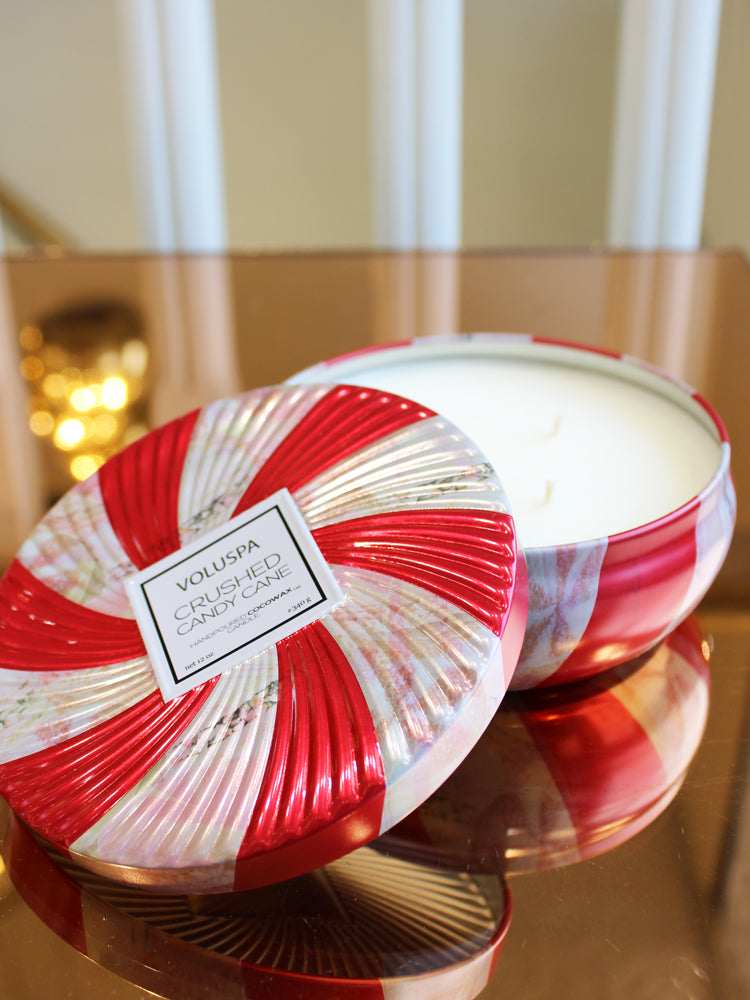 Crushed Candy Cane 3 Wick Candle in Decorative Tin 40hr